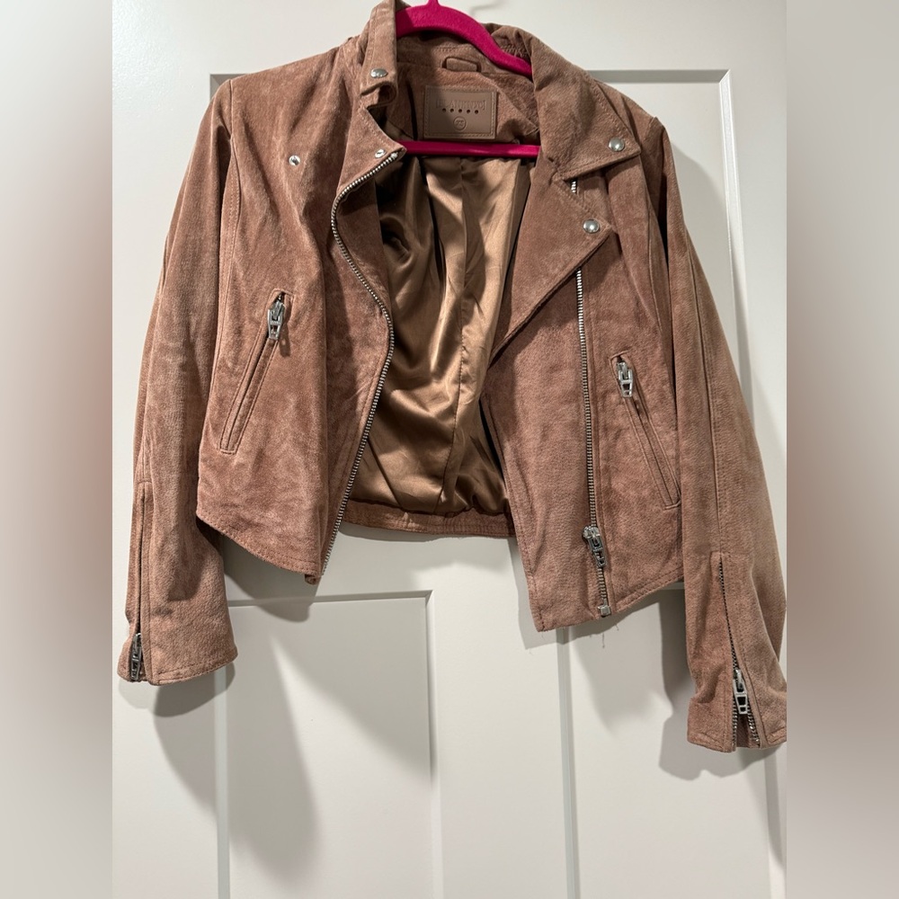 BLANKNYC brown suede moto jacket